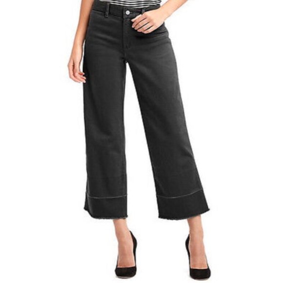 GAP Denim - Gap Wide Leg High Rise Black Cropped Jeans Size 00